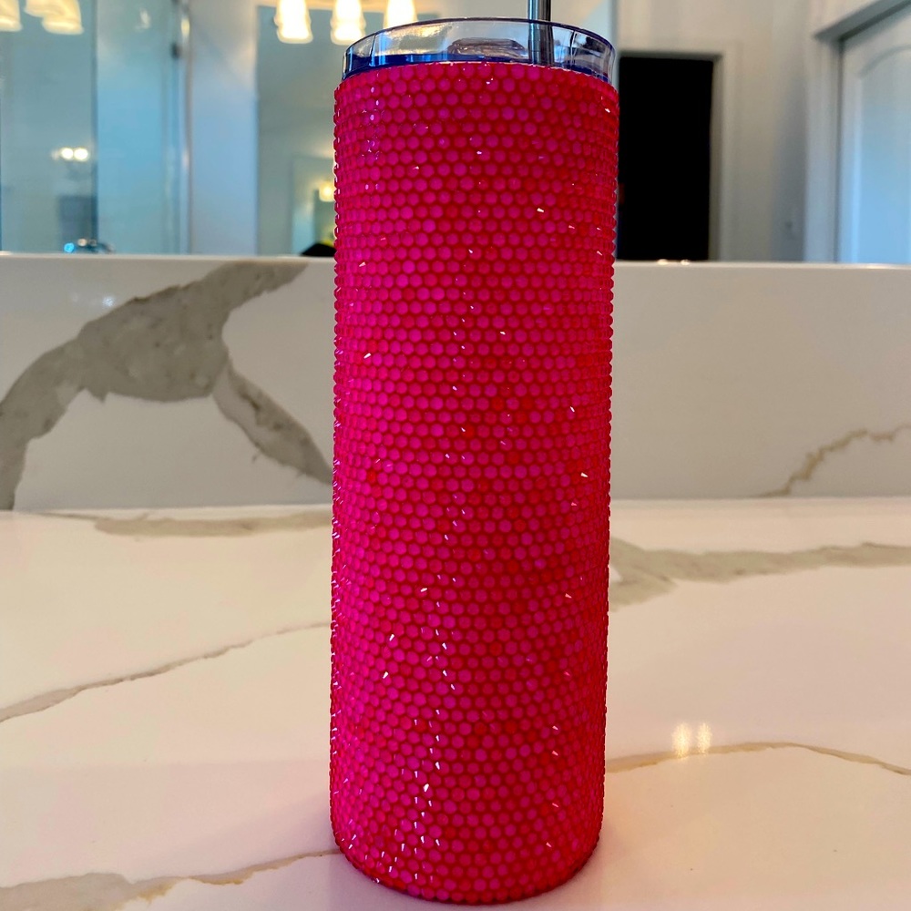 Hand Made 20 oz Neon Pink Rhinestone Tumbler